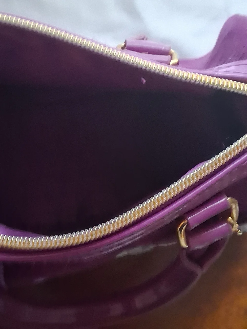 Victoria's Secret Purple Velvet Satchel with Glossy Handles